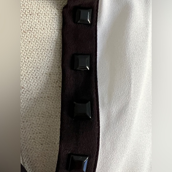 Kenneth Cole Reaction Women’s White Blouse w/ Black Trim & Roll Sleeves - Large - Picture 5 of 12